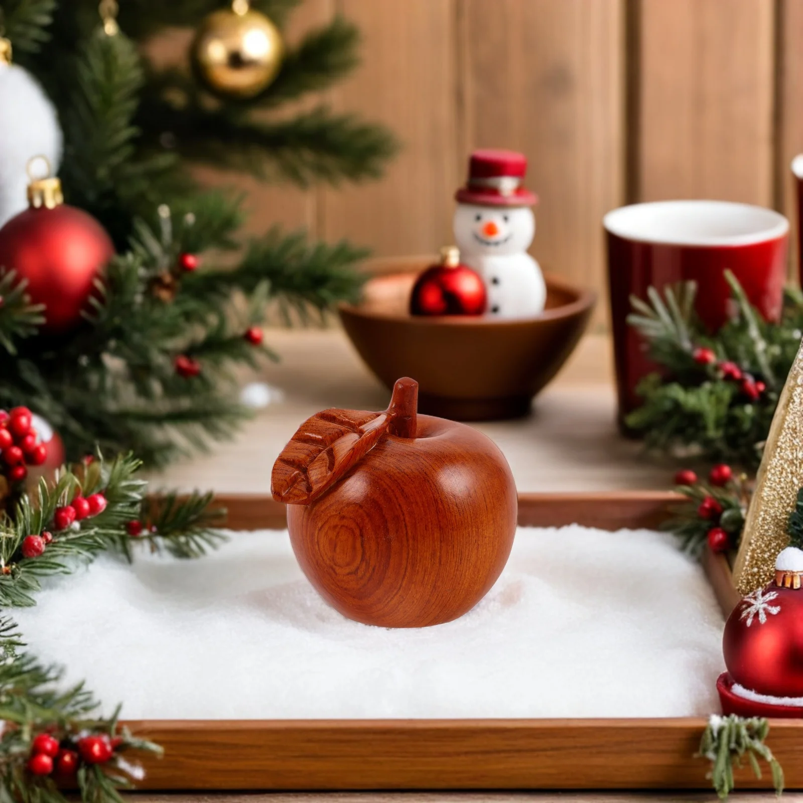 

Wooden Apple Decor Lifelike Apples Farmhouse Kitchen Counter Holiday Table Xmas Ornament Wooden Harvest Decoration