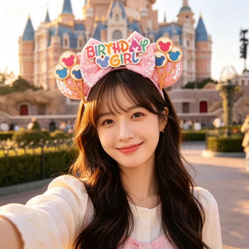Mickey's Birthday Headbands, Sequins, Butterfly Bows, Minnie Balloons, Ear Studs, Cute Party Decorations, Headpieces