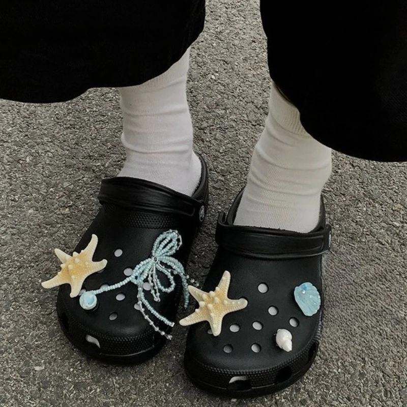 

Retro Sea star shells decorations croc shoe charms DIY Shoe Flower accessories Beach Shoes And Sandals Hot-selling Buckle