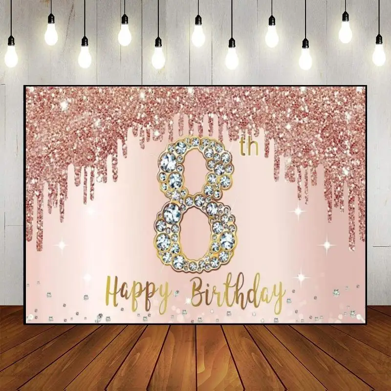 Happy 8th Birthday Background for Photography Game Hotwheels Princess Decoration Girl Smash Cake Golden Gender Reveal Party Boy