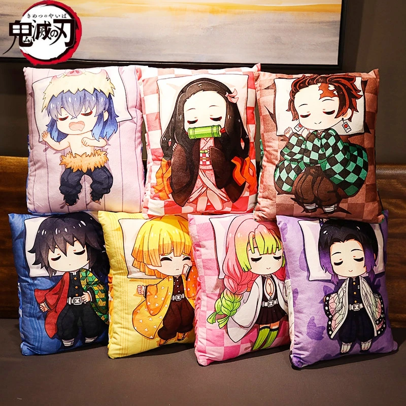 Demon Slayer Pillow Anime Plush Stuffed Pillow Cute Manga Doll Cushion Kimetsu No Yaiba Tanjirou Nezuko Couple Decoration Gift