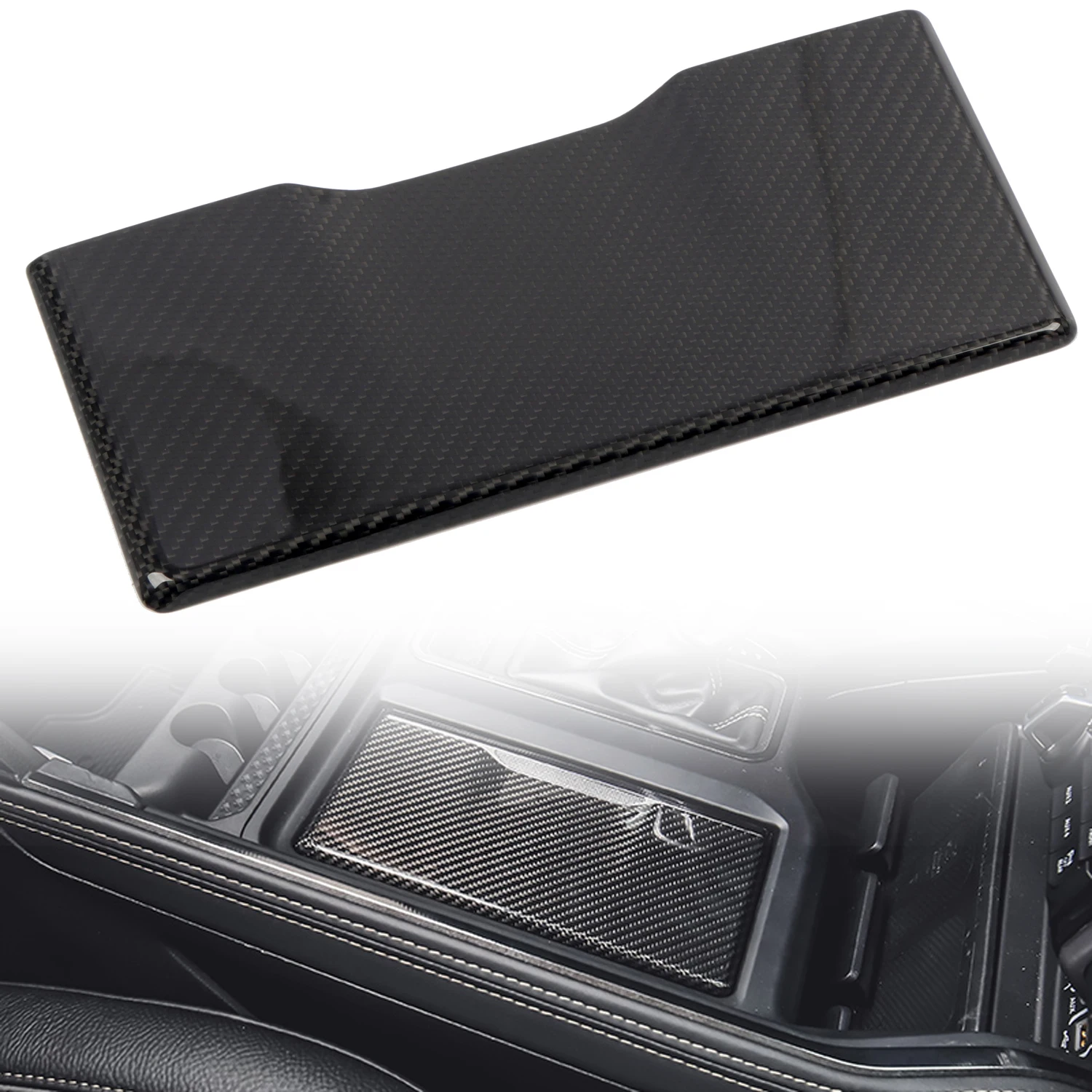 

For Dodge Ram 1500 2019 2020 2021 2022 2023 Car Accessories Real Carbon Fiber Console Gear Shift Water Cup Panel Trim Cover
