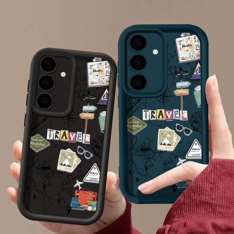 Travel Maps Soft Silicone Case For Samsung Galaxy S25 Edge S24 Ultra S23 FE S22 Plus A56 A36 A26 A16 A55 A35 A25 A15 A54 Cover