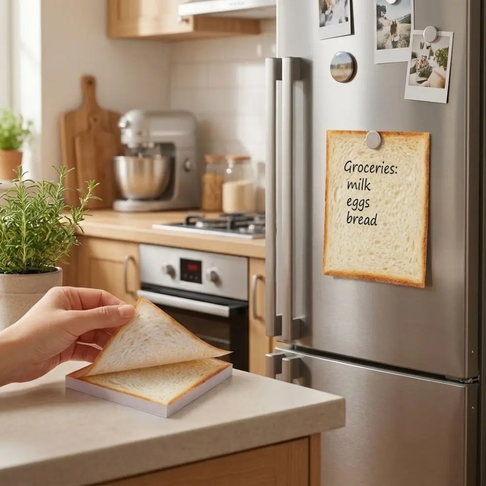 Self Stick Bread Sticky Notes Removable Adhesive 50 Sheets Food Theme Memo Pads Tearable Paper Toast Sticky Notes Office Use