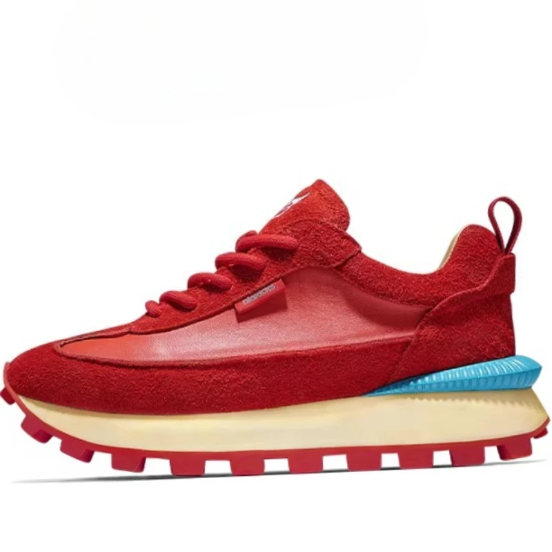 Leather Casual Shoes for Men's High-end Genuine Leather Pleated Design Thick Soled Height Increasing Shoes Fashionable sneakers
