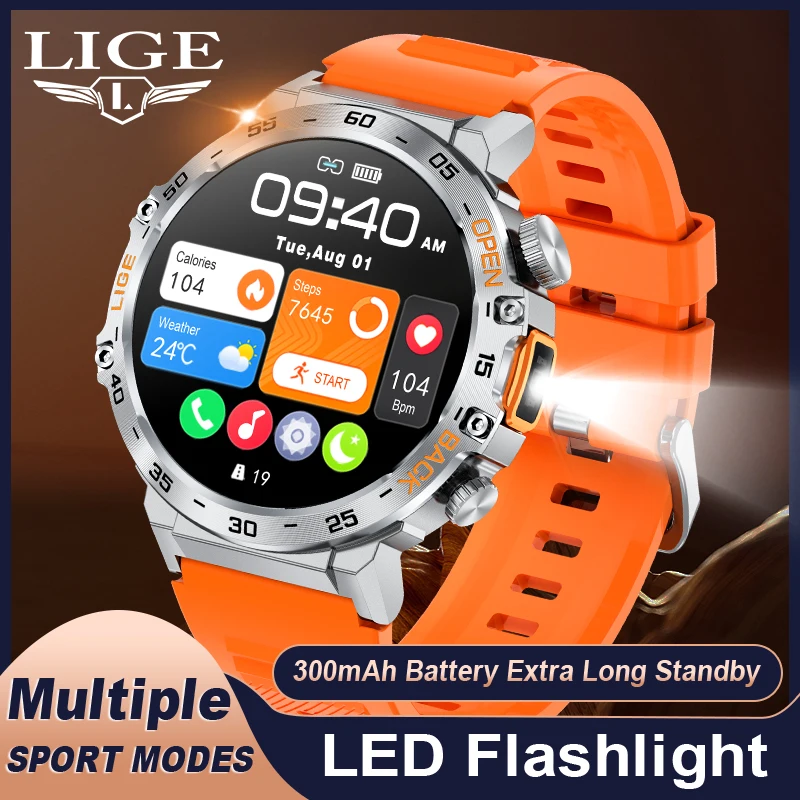 Reloj inteligente LIGE Original, pantalla HD de 1,53 pulgadas, resistente al agua, relojes deportivos para Fitness, linterna, nuevo reloj inteligente para hombres para Android IOS