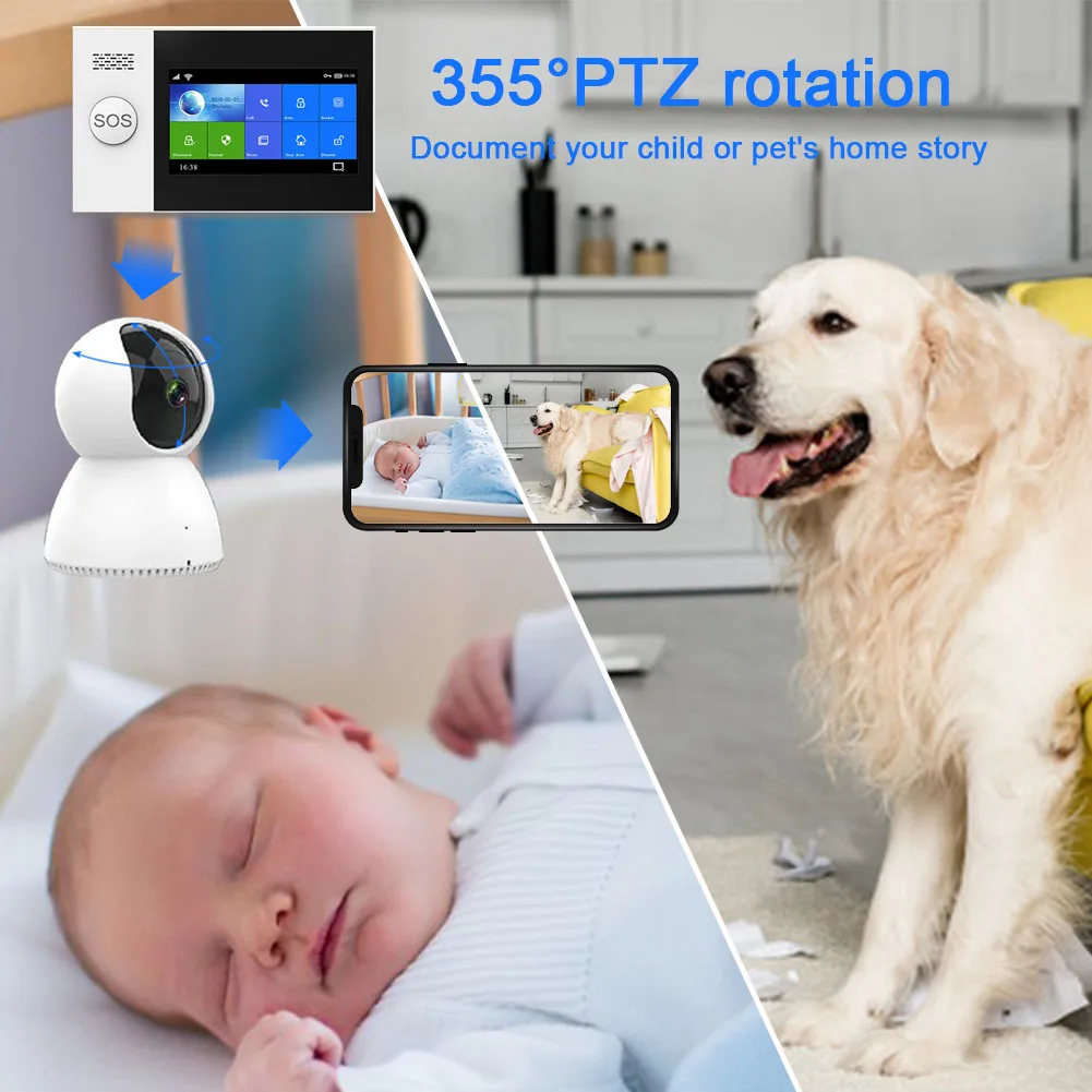 Sistema de alarma antirrobo para el hogar, cámara IP con Sensor de movimiento PIR, Kit de alarma de seguridad con Control por aplicación, WIFI, GSM,