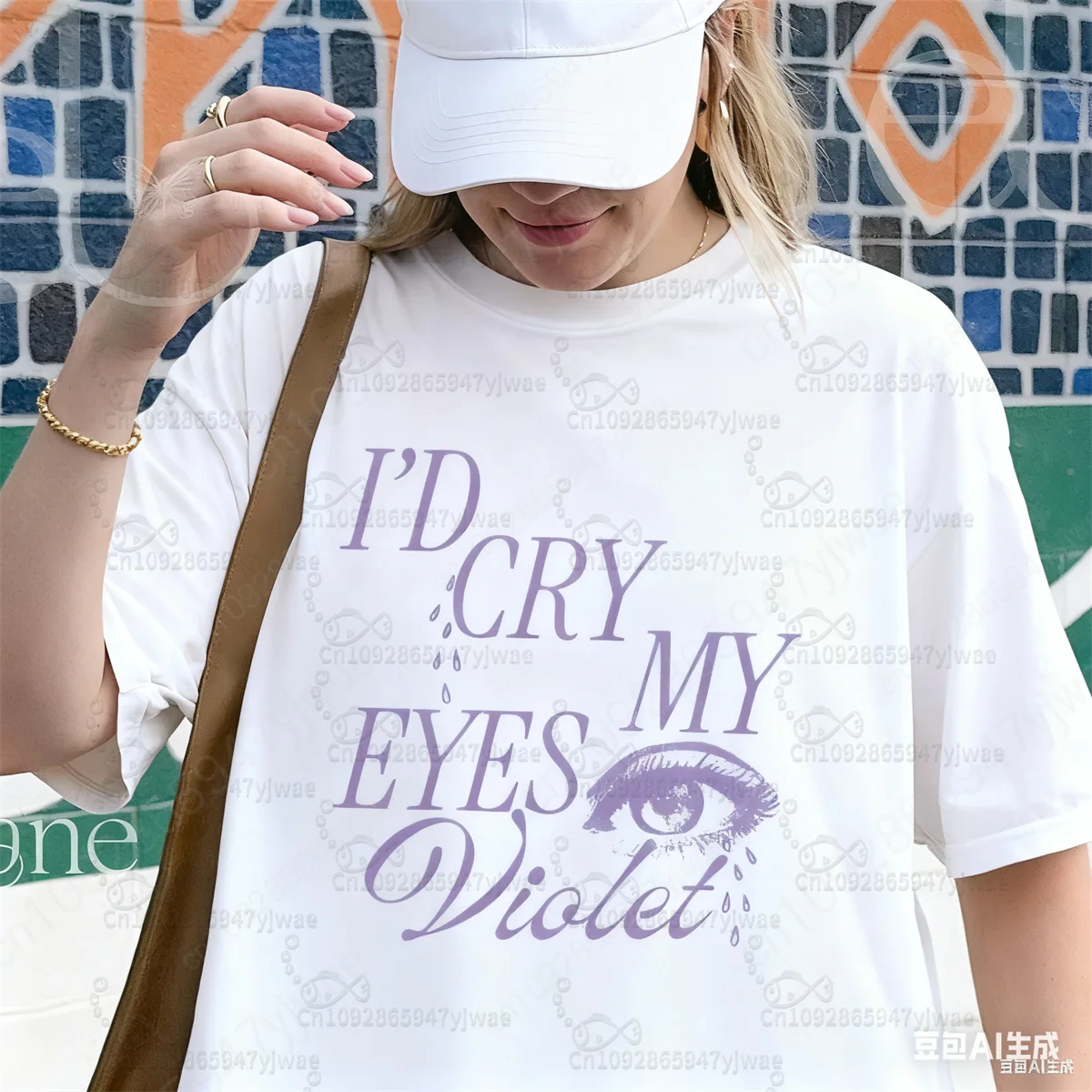 TS12 إليزابيث تايلور سأبكي عيني البنفسجي المطبوعة القطن تي شيرت الصيف المرأة مريحة للتنفس البوب مروحة هدية