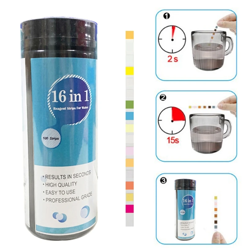 LXAF Quick Water Tester Strips Detect pH, Total Hardness, Lead, Copper, Mercury 16 in 1 Drinking Water Test Kit