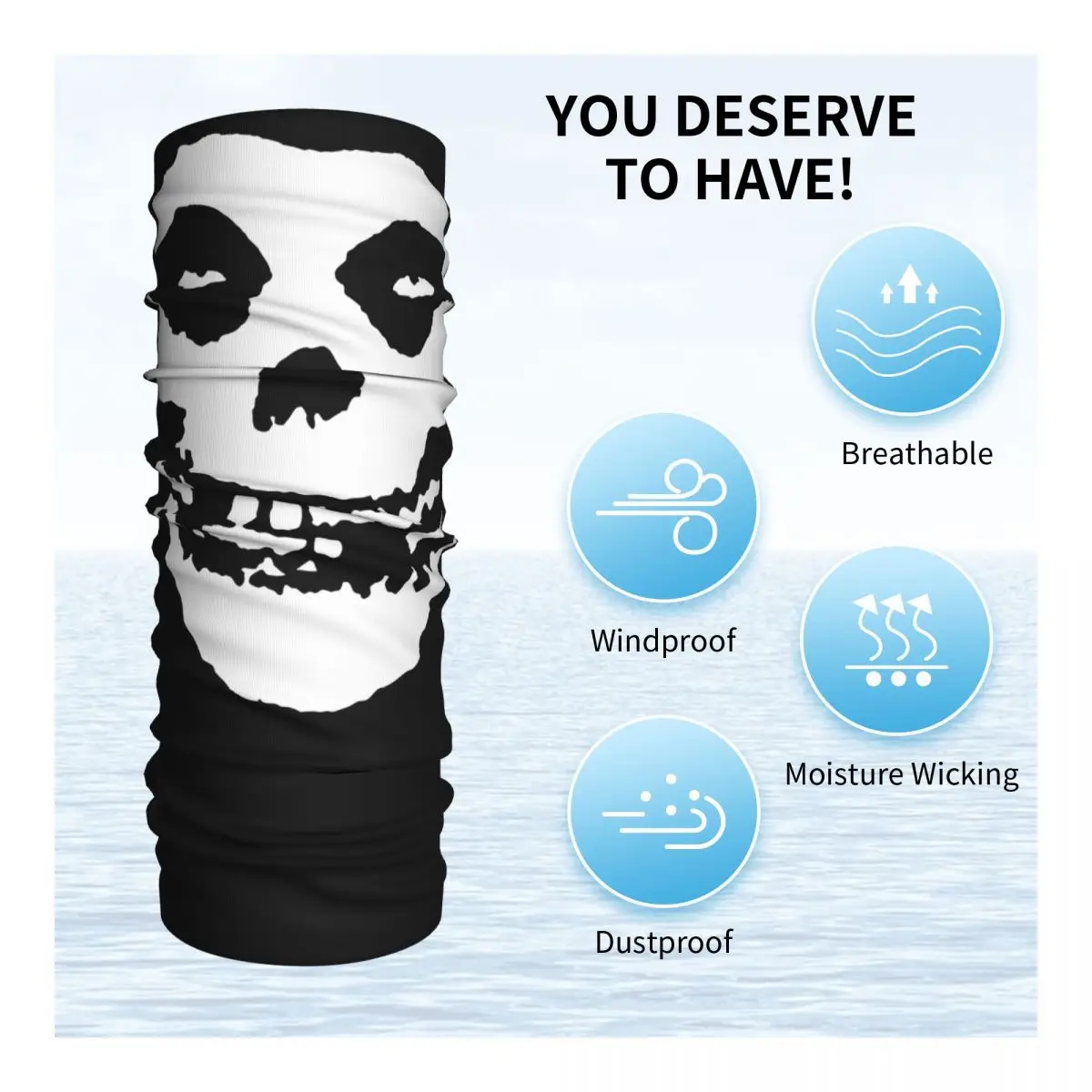 Skull Misfits Bandana Neck Cover Printed Balaclavas Magic Scarf Multi-use Headband Outdoor Sports Unisex Adult Breathable