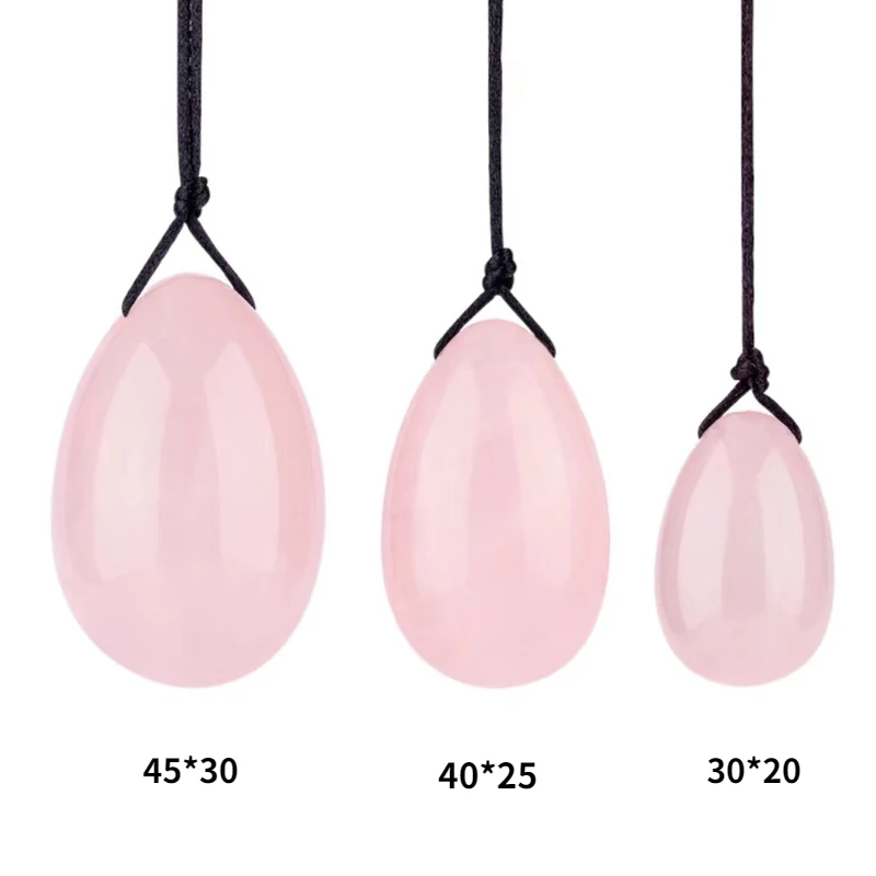 Natural Quartzo Rosa Yoni Ovo, Ovos De Jade, Refirmamento Do Músculo Vaginal, Exercício De Kegel, Crystal Yoni Wand, Pedra De Massagem, Rosa