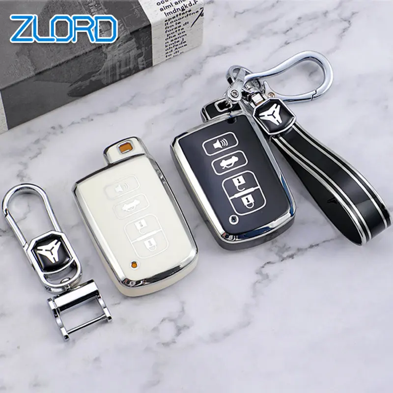 TPU Xe Từ Xa Chìa Khóa Bao Da Vỏ Fob Dành Cho Xe Toyota Avalon Camry Tràng Hoa RAV4 Cao Cấp Auris CHR Đất Tàu Tuần Dương Móc Khóa 4 Nút