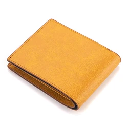 New Short Men Wallets Card Holder Classic Male Wallet yellow With Coin Pocket No Zipper Fashion Frosted Slim Men's Purses 2023