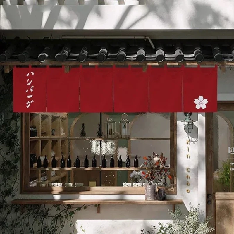Japanese Style Short Door Curtain Customizable Horizontal Room Divider for Restaurant Shop Partition Decor Blocking Half Curtain