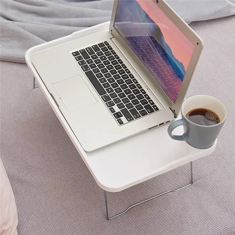 

AONEQ-Laptop Bed Table Portable Folding Laptop Table For Sofa With Cup Holder Stable Bed Tray Desk For Student Dormitory