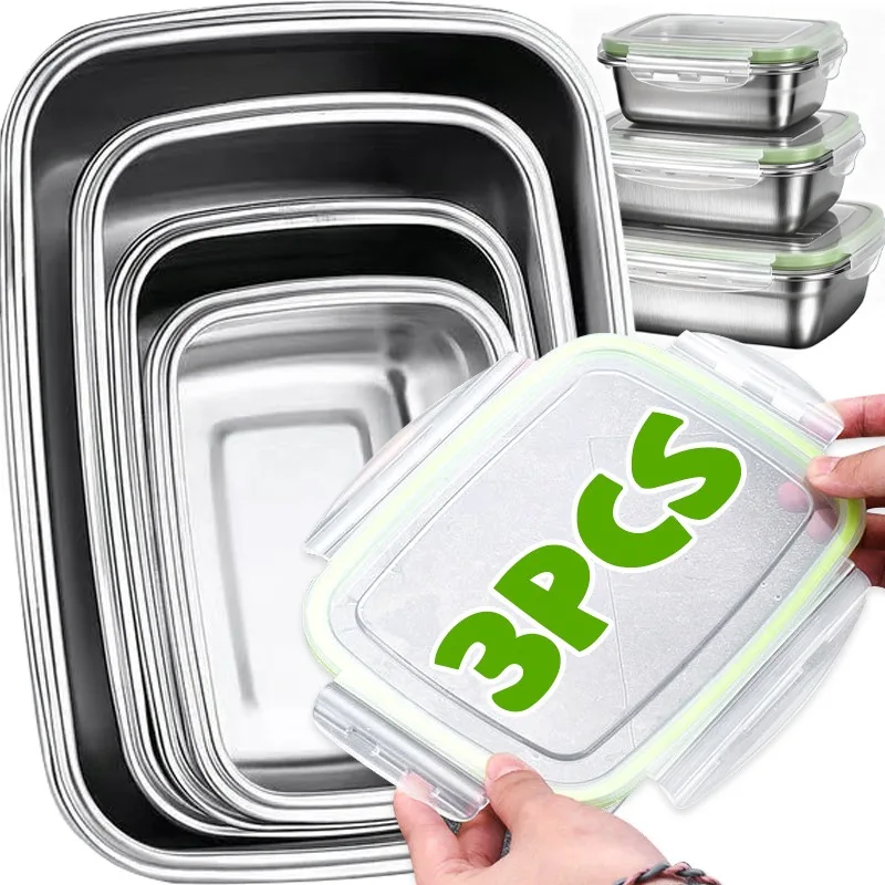 

3/1 шт. прямоугольный ящик для хранения с крышкой, холодильник, герметичный контейнер для хранения продуктов, ланч-боксы для пикника, портативный бенто