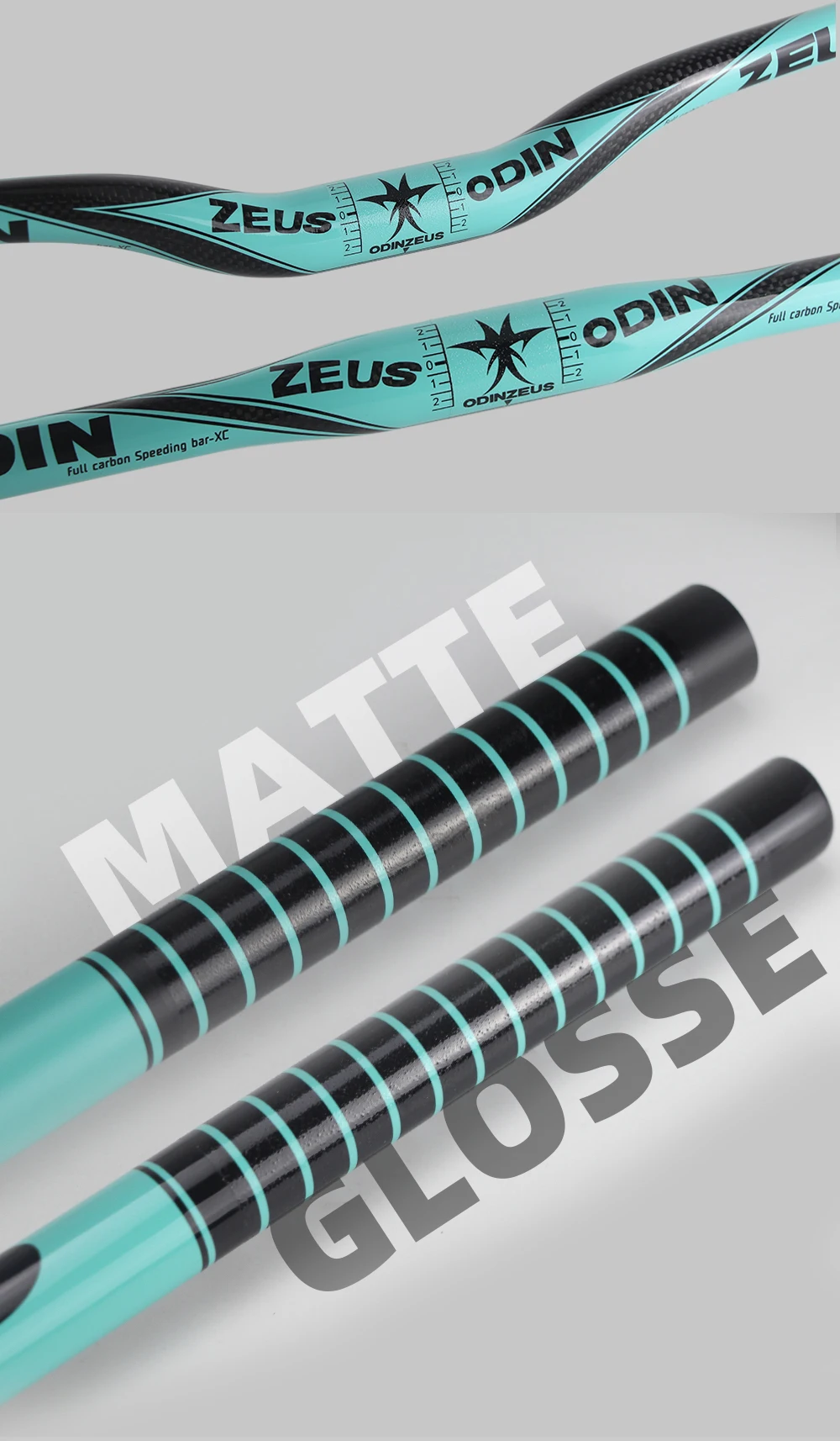 ODINZEUS 10-farbiger MTB-Lenker aus Vollcarbon, flach/erhöht, 31,8 mm, leicht, 580–740 mm, UD/3K, glänzend schwarz, für Mountainbiking – Detail 11