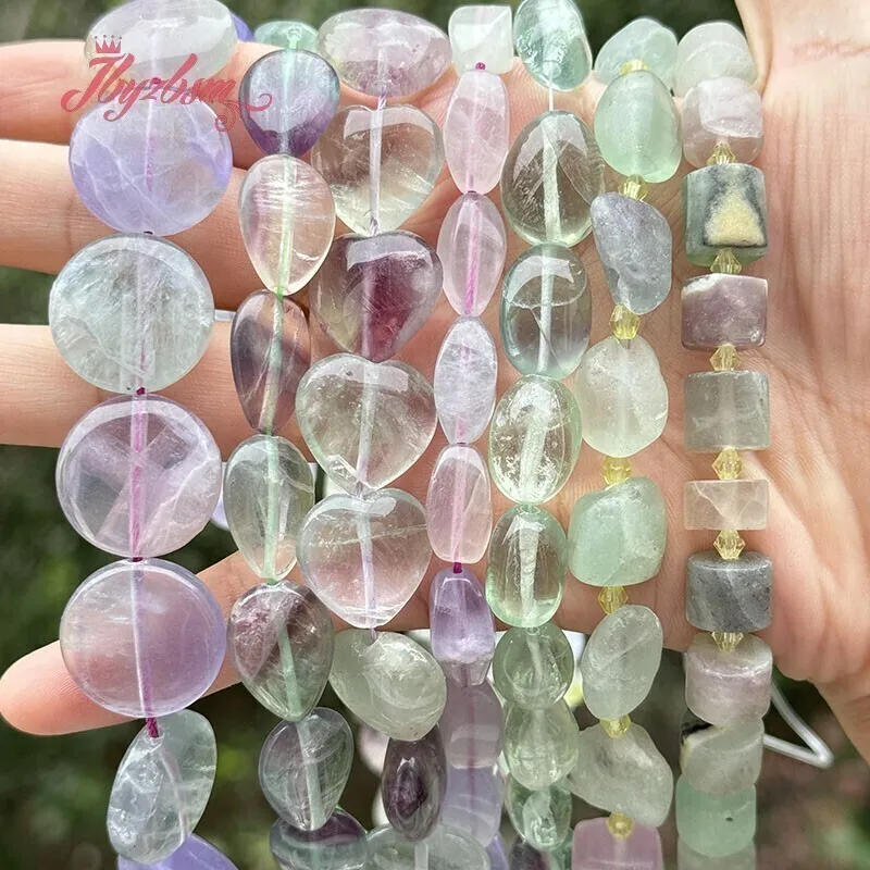 Natural Fluorite Multicolor Loose Stone Beads Strand 15Inch For DIY Necklace Bracelat Earring Jewelry Making