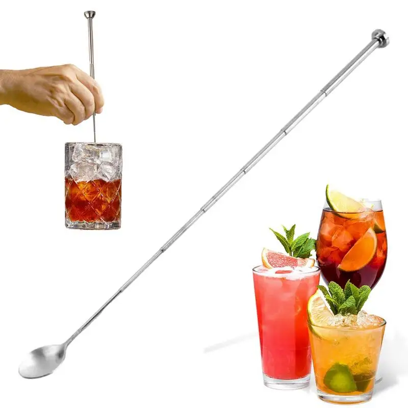 Stainless Steel Telescopic Spoon Extendable Mixing Spoons Long Extending Stirring Spoon For Drinks Picnic Barbecue Kitchen Tools