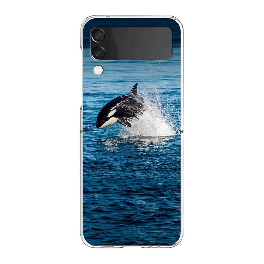 Phone Case For Samsung Galaxy Z Flip 3 4 5 Hard Folding PC Bumper Orca ocean lovely killer whale For Samsung Z Flip 6 Back Cover