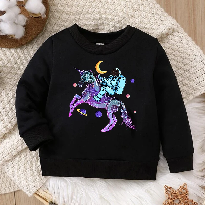 2024 Astronaut  Kid Sweatshirts Children's Kawaii Pullover Pattern Boy Girl Hoodies Casual Little Baby Fashion Festival Clothes