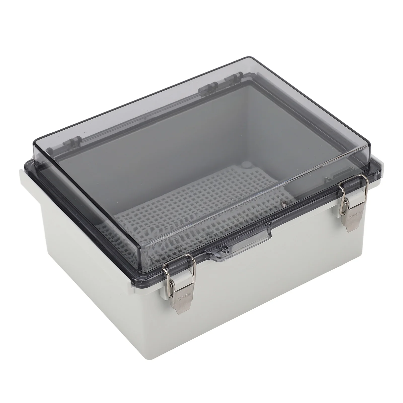 Junction Box ABS Plastic Waterproof Dustproof Hinged Shell Outdoor Universal Project Enclosure with Clear Cover Grey