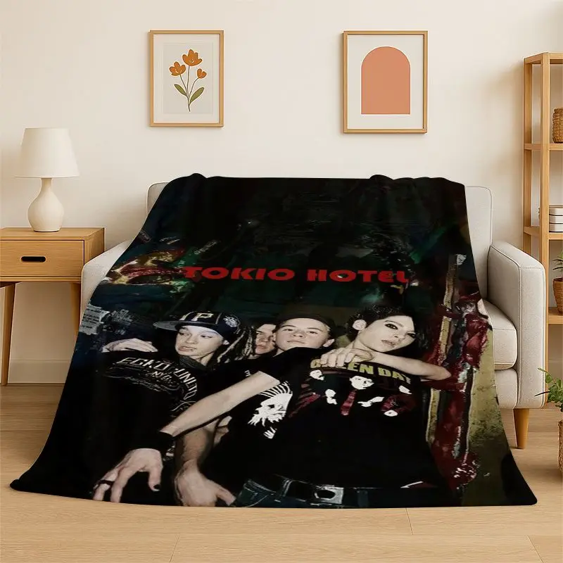Rock Band Tokio Hotel Bill Kaulitz Flannel Blanket Soft Warm Throw Blanket for Bedroom Living Room Bed Travel Camping Picnic