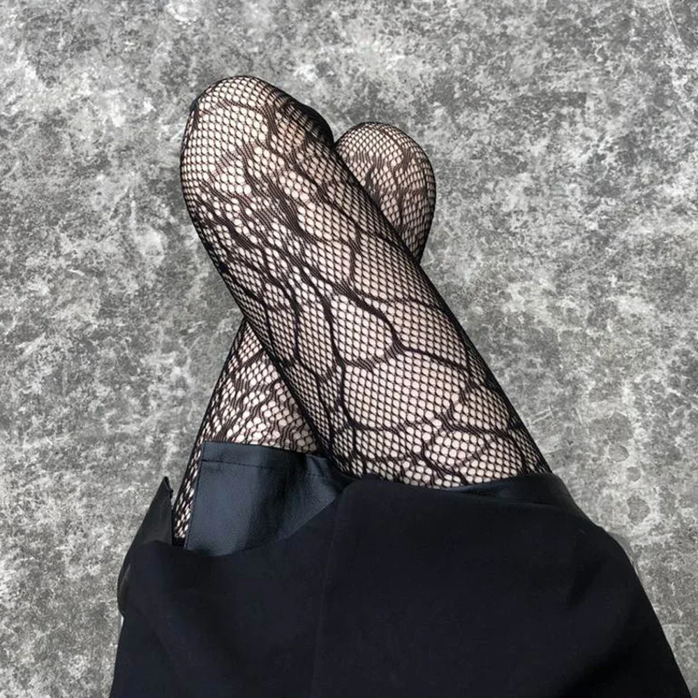 Medias con estampado de corazón para chicas Lolita, medias sexys góticas Punk mágicas con tela de araña, pantimedias de red de pescado, medias para el cuerpo