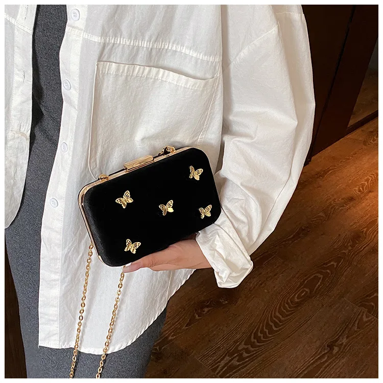 Осень 2025. Новинка! Изысканная сумка-коробка с украшением в виде бабочки — стильная сумка-мессенджер с цепочкой для индивидуальной моды