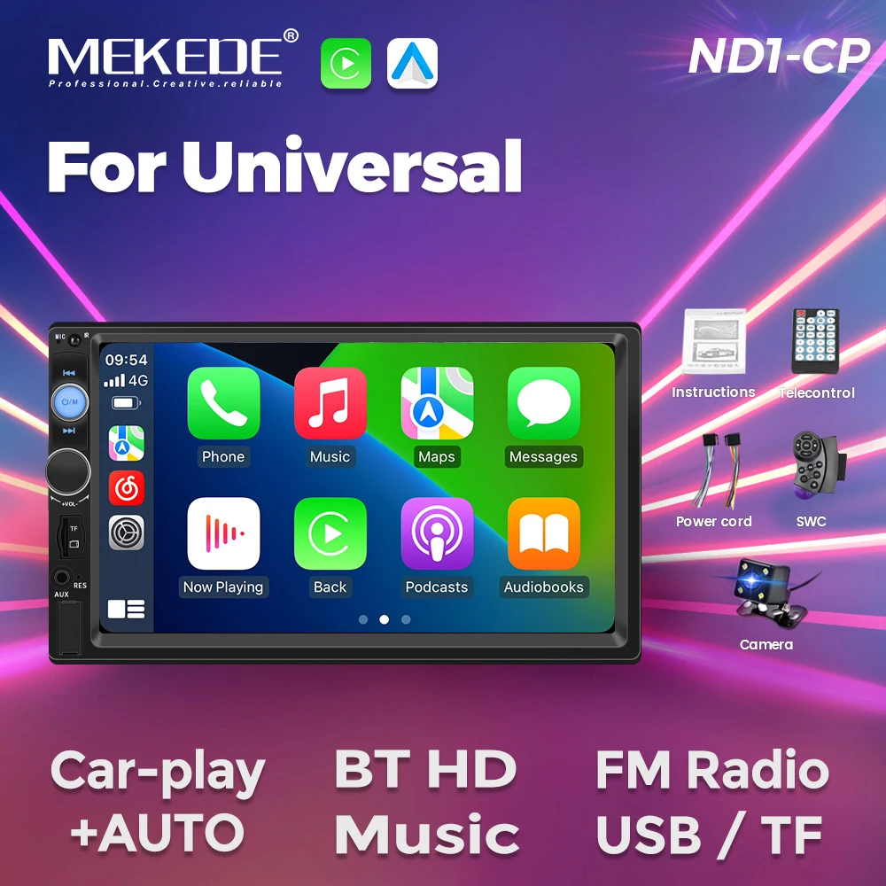 

MEKEDE 1080HD All In One Car Multimedia Player AUX Function For Universal USB Car-play+AUTO FM Radio Mirror Lin-k Car Radio BT