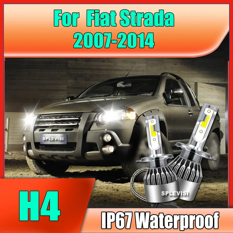 Lâmpadas de Farol LED H4 para Carro, Acessórios Plug & Play 12V para Fiat Strada 2014 2013 2012 2011 2010 2009 2008 2007