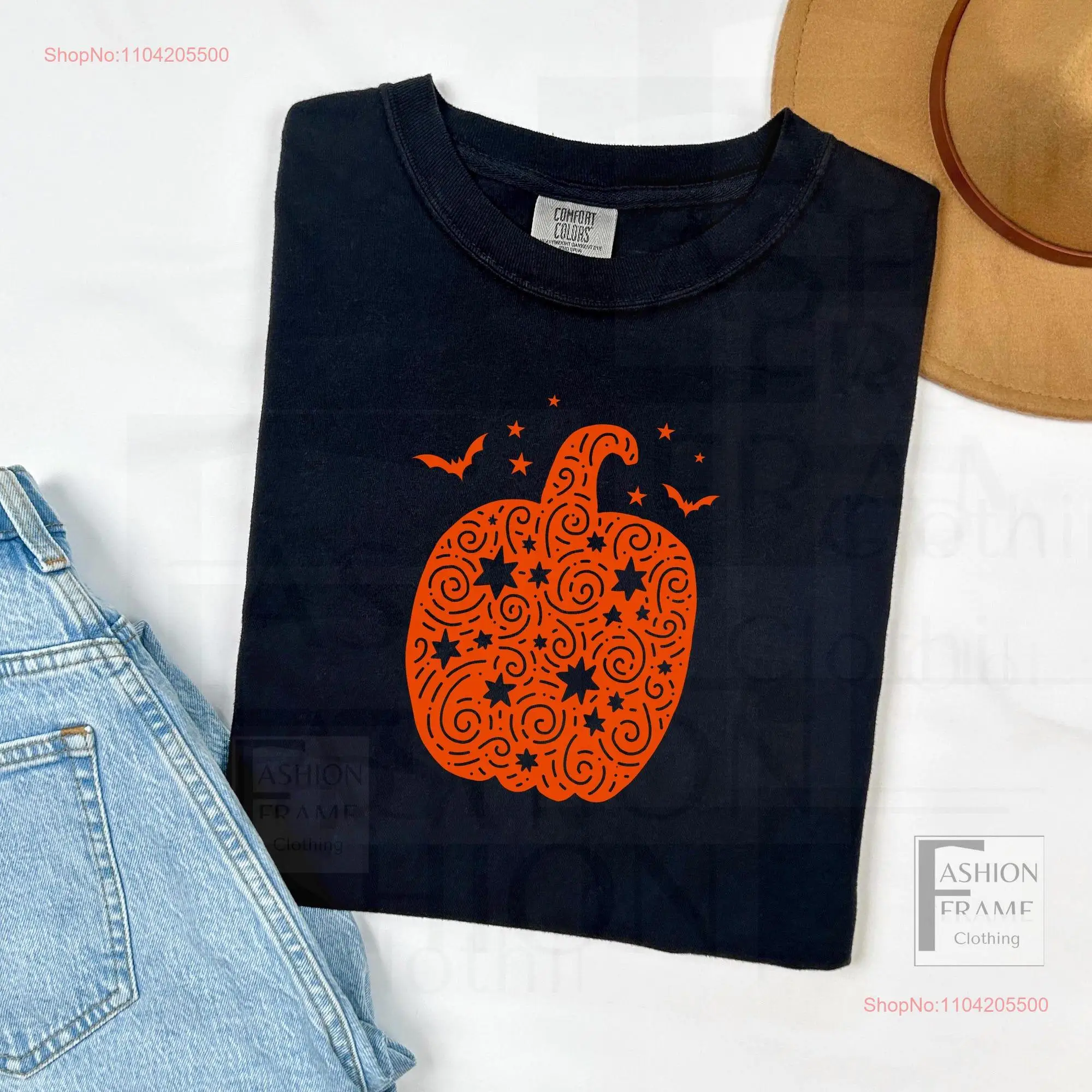 Cute Halloween pumpkin shirt Spooky Season Star T Fall Vibes for Woman long or short sleeves