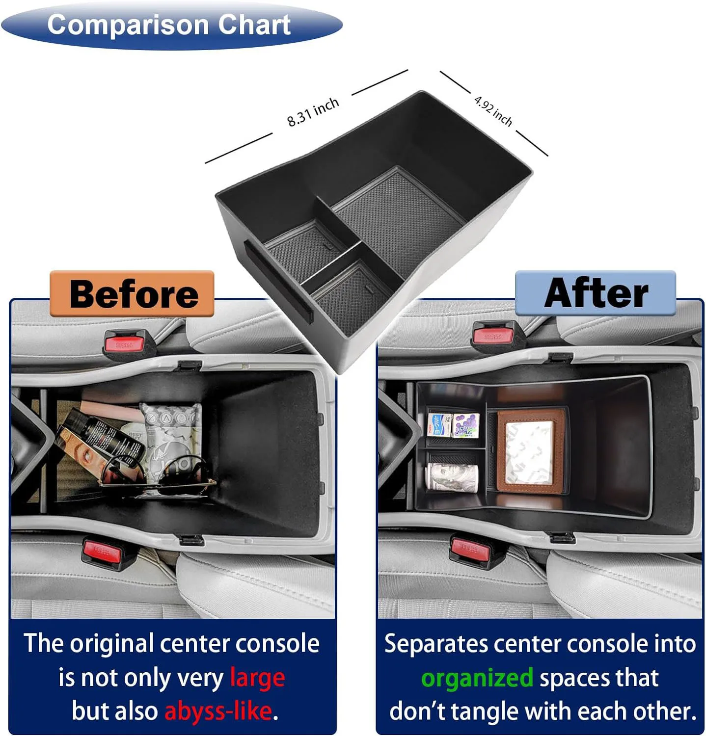 Armrest Storage Box For 2024 Hyundai Kona SE SEL Center Console Car Organizer Tray Interior Box Electronic Version Accessories