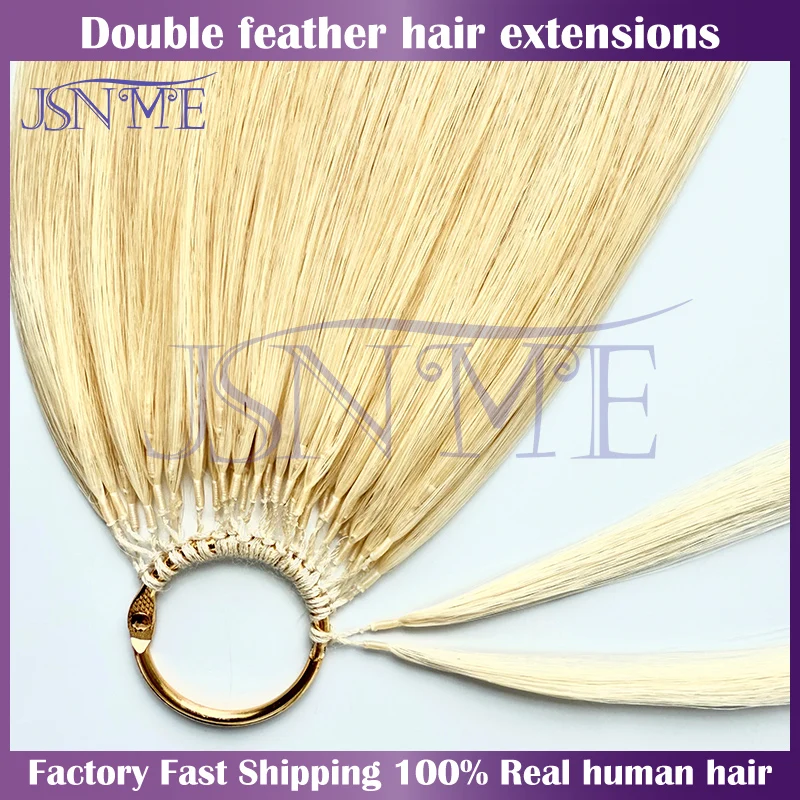 

Double line Micro feather hair extensions Remy Natural Human Hair Bundles Black Brown Blonde 613 Color New For Women Straight