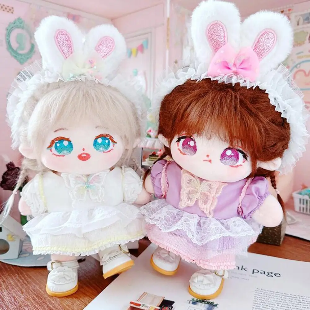 20cm Mini Clothes Fashion Doll Skirt Shoes Doll Clothes Rabbit Ear Headband Wedding Dress For Cotton Stuffed Dolls Accessories