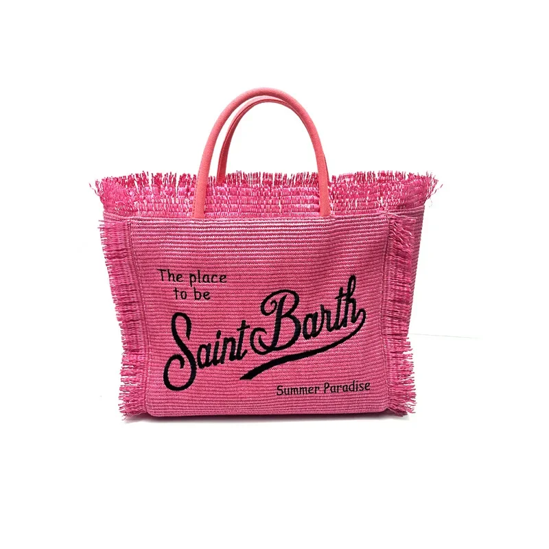 SAINT BARTH Mommy Bag 2024 New Women\'s Large Capacity Beach Tourism Straw Mat Handmade Tassel Handmade Tote Bag