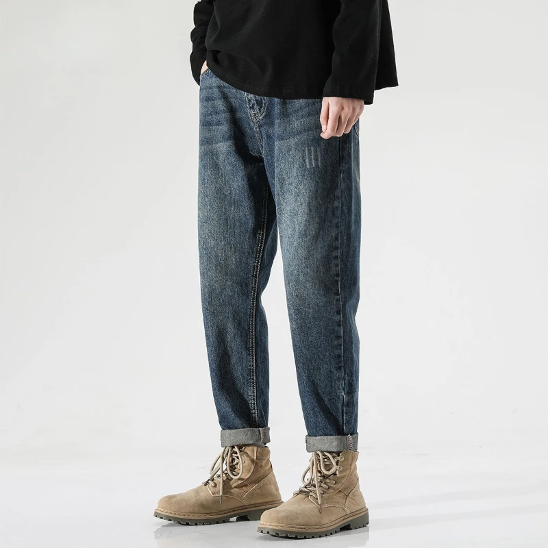 

Trousers Straight Jeans for Men Harem Original Y2k Streetwear Y 2k Vintage Xs Cotton Stacked Soft Casual Kpop Man Cowboy Pants