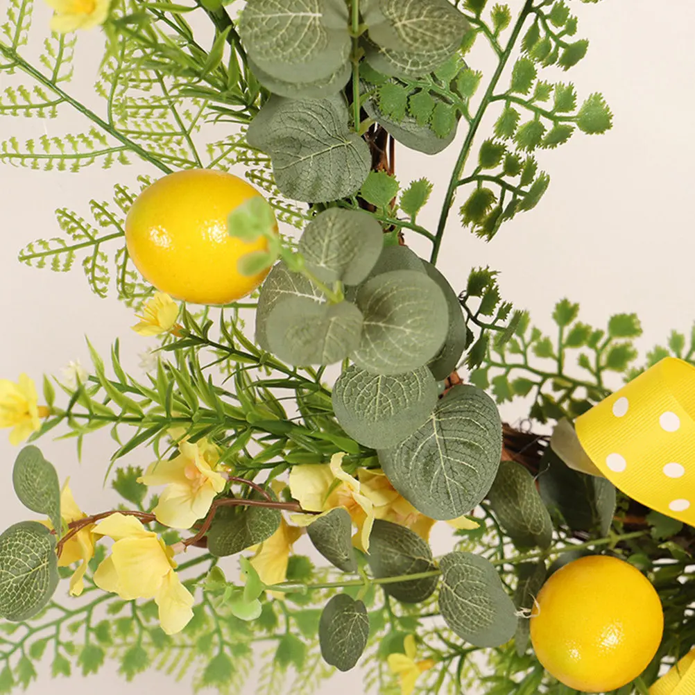 

Elegant Artificial Wreath with Lemon and Leaves Design Summer Wreath for Front Door Welcome Decor Home Office Patio Outdoor