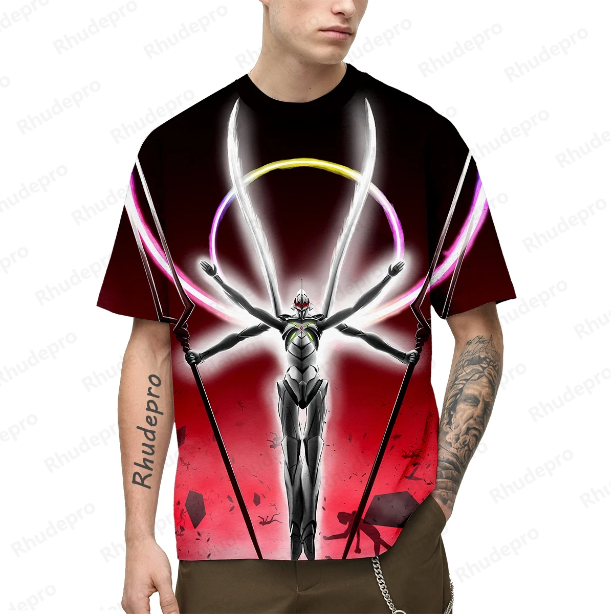 Camiseta Neon Genesis Evangelion masculina, camisas anime, manga curta, tendência infantil, hip hop, roupa de presente, roupa Y2K, 2024