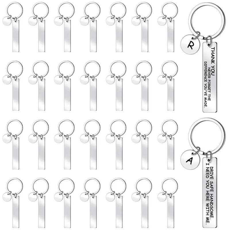 ABMS-90 Pcs Engravable Metal Keychain Blanks Metal Stamping Blanks For Engraving Stainless Steel Blank Key Ring Tags