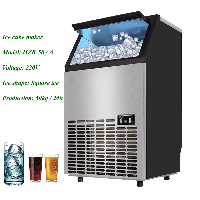 Commercial Ice Maker 50KG / 24H Ice Cube Machine for Cafe / Bubble Tea Shop Ice Making Machine