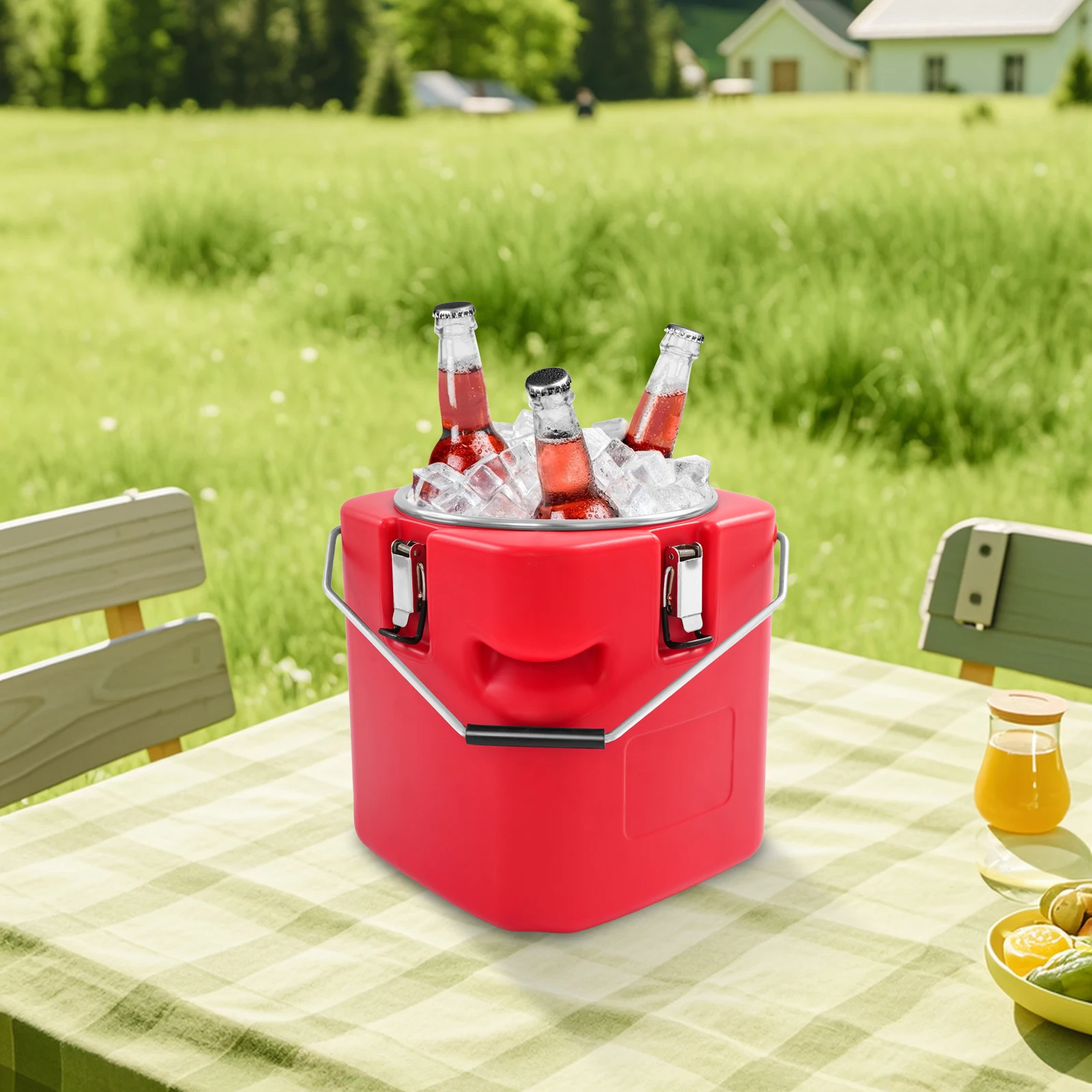 

13L Insulated Bucket, Insulated Soup Container, Commercial Food Warmer for Hot or Cold Food, 6 Hours Insulation Time, Red
