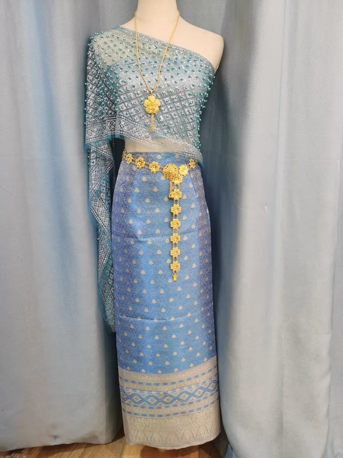2025 abiti tradizionali tailandesi abito da viaggio vintage avvolto costumi sottili da festival multicolori per donne sud-est asiatiche tailandese