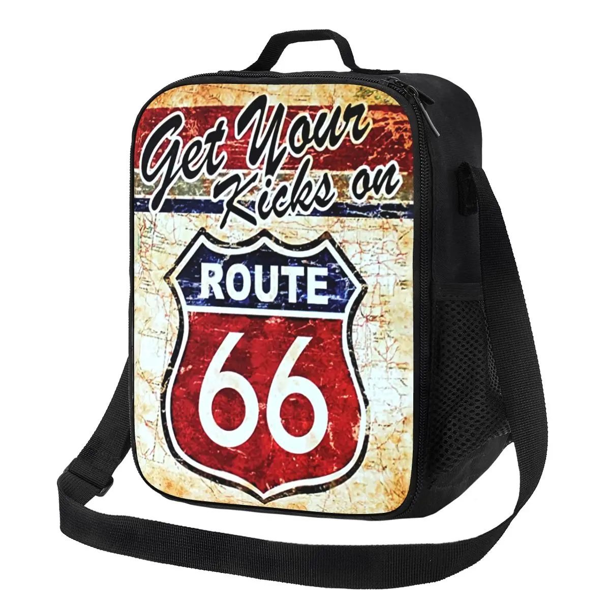 Boîte à Lunch Portable Vintage Route 66 pour Femme, Étanche, Refroidisseur Thermique, Sac Isotherme, École, Enfant