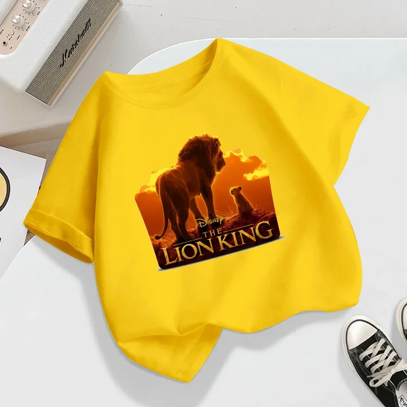 Mufasa Lion King T-shirt Boy Kid Clothes Letter A-z Print Cartoon Clothing Graphic T Shirts Short Sleeved Tees Girl O-Neck Shirt