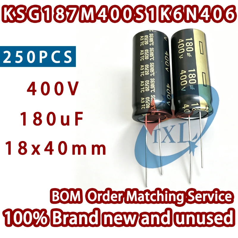 250PCS Import-TEAPO 400Vdc 180uF KSG187M400S1K6N406 18x40mm Radial Leaded Aluminum Electrolytic Capacitor 105C ±20%