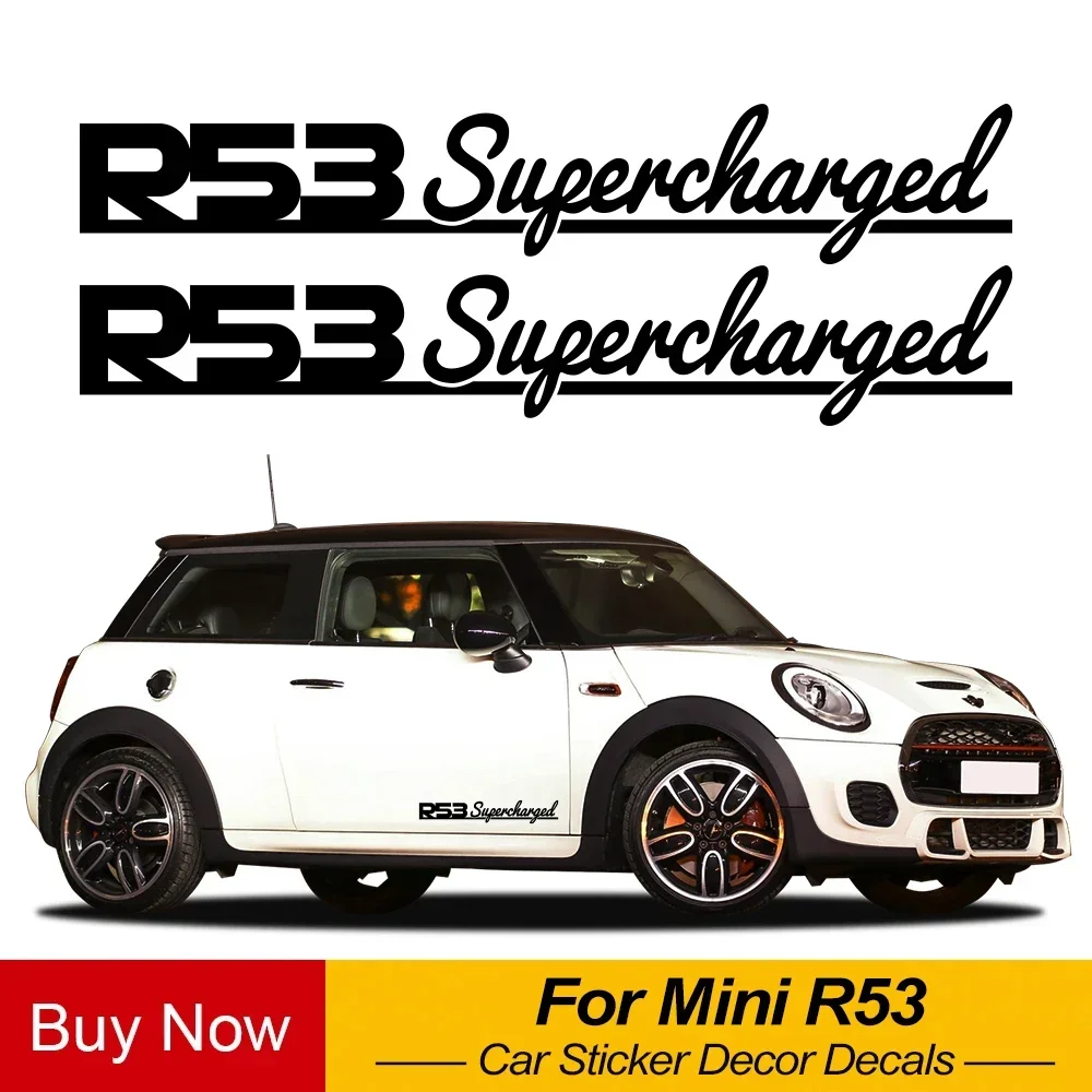2Pcs Car Side Sticker Supercharged DIY Vinyl Decals Decor Waterproof For Mini Coopers S R53 Hatchback Auto Styling Accessories