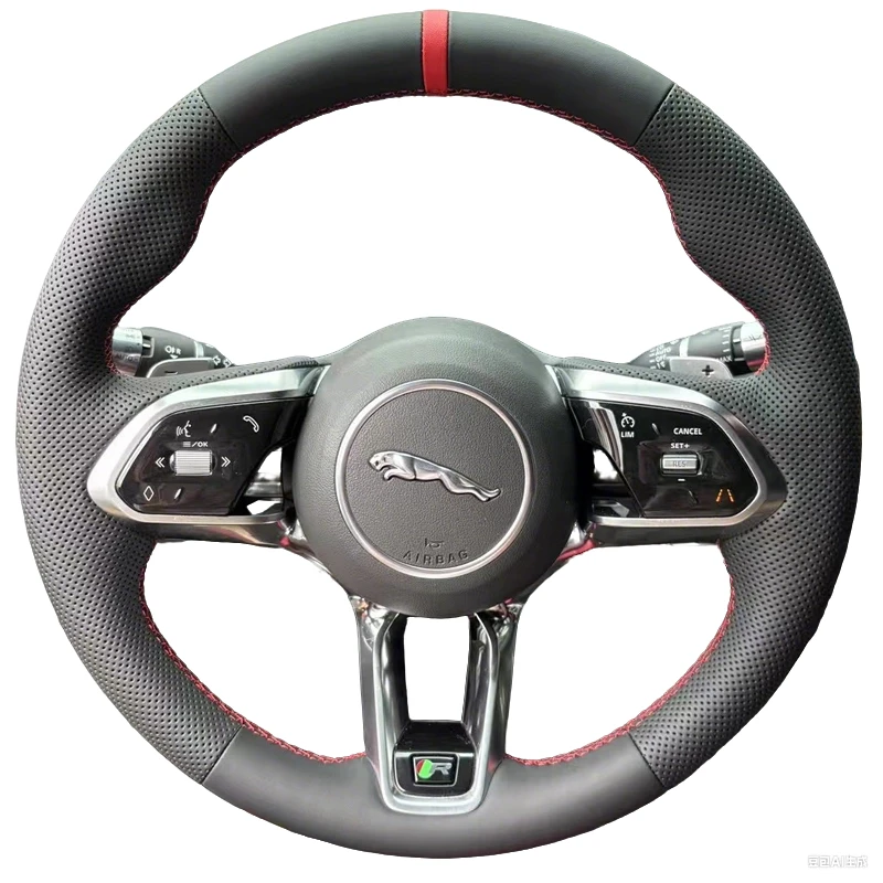 

Сшитый вручную ремонт, износостойкий нескользящий черный кожаный чехол на руль автомобиля для Jaguar XF XJL XE F-PACE F-TYPE