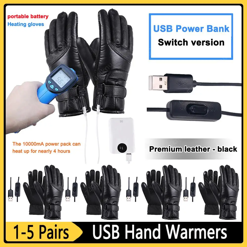 

Electric Heated Full Finger Mittens Rechargeable USB Hand Warmer Heating Gloves Winter Touch Screen Outdoor Waterproof Gloves