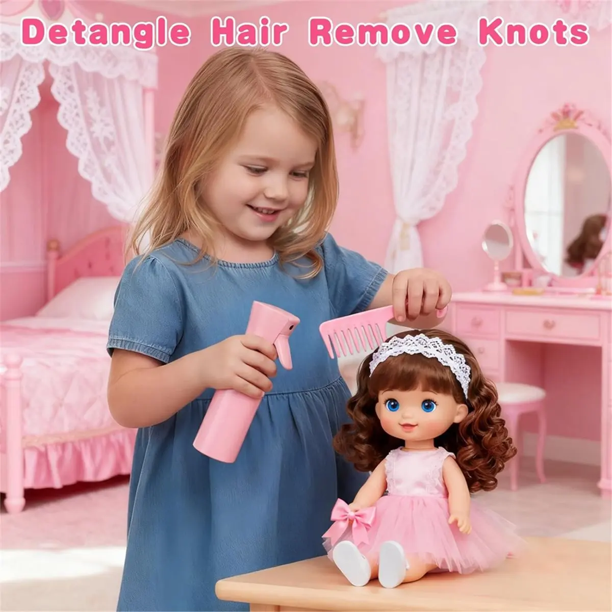 AB09 Doll Hair Brush Compatible with ,4PCS Comb Set with Bottle Compatible with Doll Brush